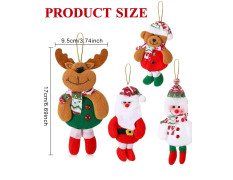 HOM 4 Pcs Christmas Tree Decoration Items - Christmas Decor with Santa Claus Ornaments for Xmas Tree, Door, Window (Red, 4PCS)