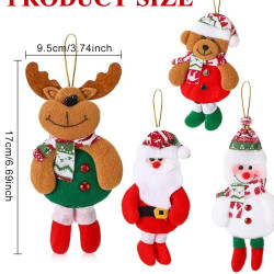 HOM 4 Pcs Christmas Tree Decoration Items - Christmas Decor with Santa Claus Ornaments for Xmas Tree, Door, Window (Red, 4PCS)