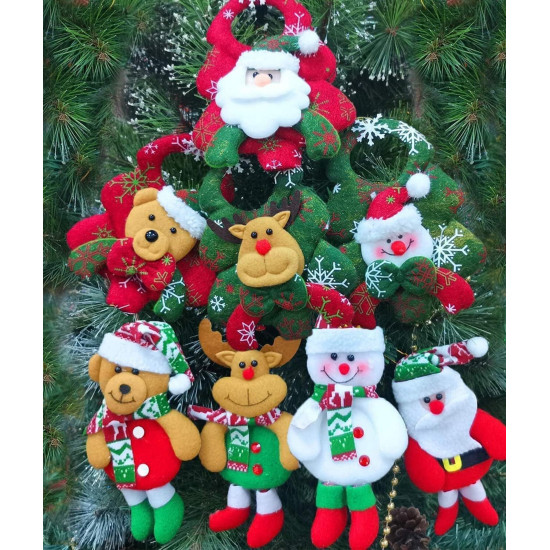 HOM 4 Pcs Christmas Tree Decoration Items - Christmas Decor with Santa Claus Ornaments for Xmas Tree, Door, Window (Red, 4PCS)
