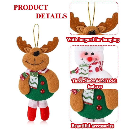 HOM 4 Pcs Christmas Tree Decoration Items - Christmas Decor with Santa Claus Ornaments for Xmas Tree, Door, Window (Red, 4PCS)