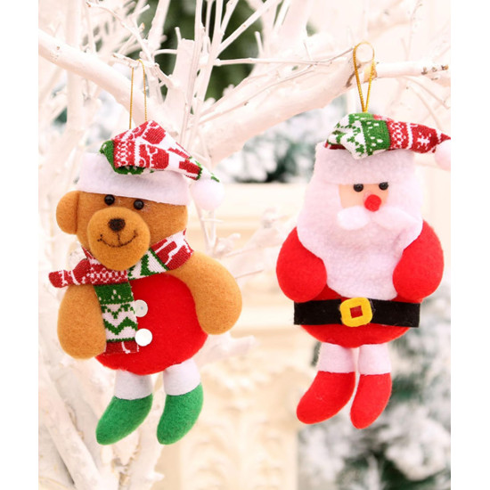 HOM 4 Pcs Christmas Tree Decoration Items - Christmas Decor with Santa Claus Ornaments for Xmas Tree, Door, Window (Red, 4PCS)