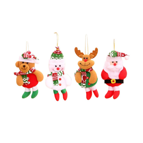 HOM 4 Pcs Christmas Tree Decoration Items - Christmas Decor with Santa Claus Ornaments for Xmas Tree, Door, Window (Red, 4PCS)