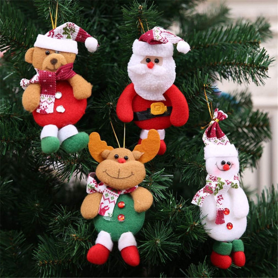HOM 4 Pcs Christmas Tree Decoration Items - Christmas Decor with Santa Claus Ornaments for Xmas Tree, Door, Window (Red, 4PCS)