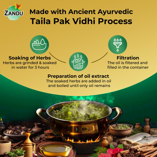Zandu Neelibhringar Oil (100ml): 100% Ayurvedic Hair Growth Oil | 3-in-1 Action | Scientifically Proven For Hair Growth | Reduces Hair Fall | Strengthens Hair | 16 Potent Ingredients | Taila Pak Vidhi