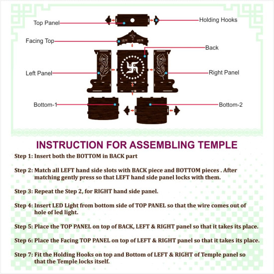 Sehaz Artworks Pooja Mandir for Home Big Size | Puja Mandir for Home Wall Mounted | Wooden Temple | Pooja Stand