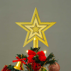 eCraftIndia Golden Merry Christmas Star for Xmas Tree Star Topper Christmas Tree Decoration Items Ornaments Props Gifts for Women Men Kids Girls