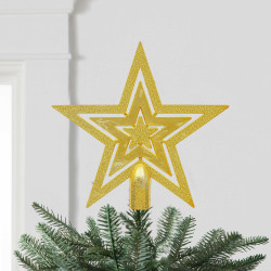 eCraftIndia Golden Merry Christmas Star for Xmas Tree Star Topper Christmas Tree Decoration Items Ornaments Props Gifts for Women Men Kids Girls