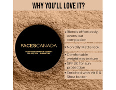 FACES CANADA Weightless Stay Matte Finish Compact Powder - Natural Almond 06, 9g | SPF 20 | Non Oily Matte Look | Evens Out Complexion | Prevents Acne | Blends Effortlessly | Pressed Powder For All Skin Types