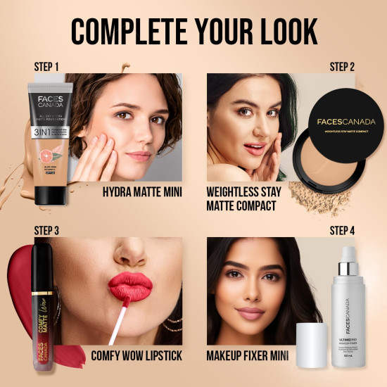 FACES CANADA Weightless Stay Matte Finish Compact Powder - Natural Almond 06, 9g | SPF 20 | Non Oily Matte Look | Evens Out Complexion | Prevents Acne | Blends Effortlessly | Pressed Powder For All Skin Types