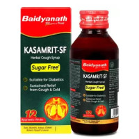Baidyanath Kasamrit Sugar Free Herbal and Ayurvedic Cough Syrup, Non-Drowsy Formula, with Goodness of Tulsi, Mulethi, Pippal, Chhoti Kateri and 9 other Essential Herbs | 200 Ml