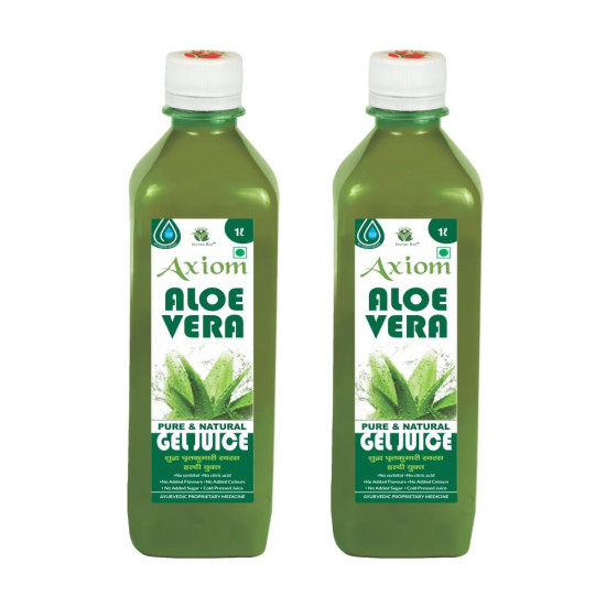 Axiom Ayurveda Aloevera Juice -1L (Pack Of 2) | Rejuvenates Skin and Hair | Natural tonic for Immunity Boost | Helpful For Liver & Digestive Health | Supprts Detoxifies Body