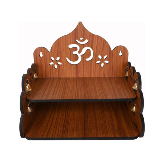 Puzzle Berry Nivasam Engineered Wood Hand Crafted OM Pattern Pooja Mandir for Home & Office, Wall Mounted Wooden Temple, Pooja Stand with Storage Cabinet, Small & Big Size (Mandir Design 1)