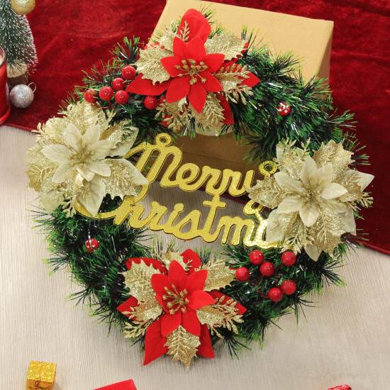 TIED RIBBONS Artificial Christmas Wreath (Large, 33 cm) for Church Decoration Table Tree Wall Door Hanging Decorative Ornaments Xmas Garlands - Christmas Decorations Items for Home