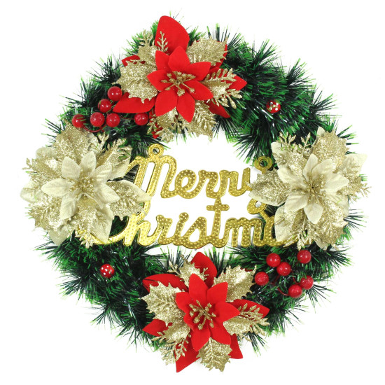 TIED RIBBONS Artificial Christmas Wreath (Large, 33 cm) for Church Decoration Table Tree Wall Door Hanging Decorative Ornaments Xmas Garlands - Christmas Decorations Items for Home