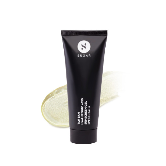 SUGAR Cosmetics Tan Ban Hyaluronic Acid Sunscreen SPF50+ PA+++ Gel |All Skin Non Greasy | Light Weight Formula | 50ml SUGAR Cosmetics Tan Ban Hyaluronic Acid Sunscreen SPF50+ PA+++ Gel |All Skin Non Greasy | Light Weight Formula | 50ml