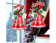TIED RIBBONS Set of 2 Christmas Tree Bells (Big Size, 35.5 cm x 16.5 cm) for Decoration Wall Door Tree Hanging Large Size Ornaments Props Xmas Accessories - Red Christmas Decorations Items for Home