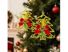 TIED RIBBONS Set of 2 Christmas Hanging Tree (Big, 22.8 cm x 19 cm) for Decoration Items Wall Door Tree Hanging Ornaments Props Xmas Accessories - Golden Christmas Décor for Home