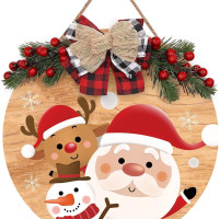 Wooden Christmas Decoration Wreath Banner Door Wall Hanging| Christmas Tree Decoration Items| Hanging Ornaments Props|Decorations Items for Home Office