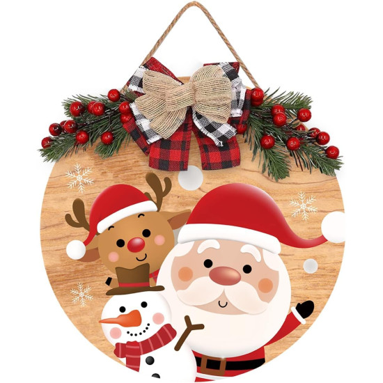 Wooden Christmas Decoration Wreath Banner Door Wall Hanging| Christmas Tree Decoration Items| Hanging Ornaments Props|Decorations Items for Home Office Wooden Christmas Decoration Wreath Banner Door Wall Hanging| Christmas Tree Decoration Items| Hanging Ornaments Props|Decorations Items for Home Office