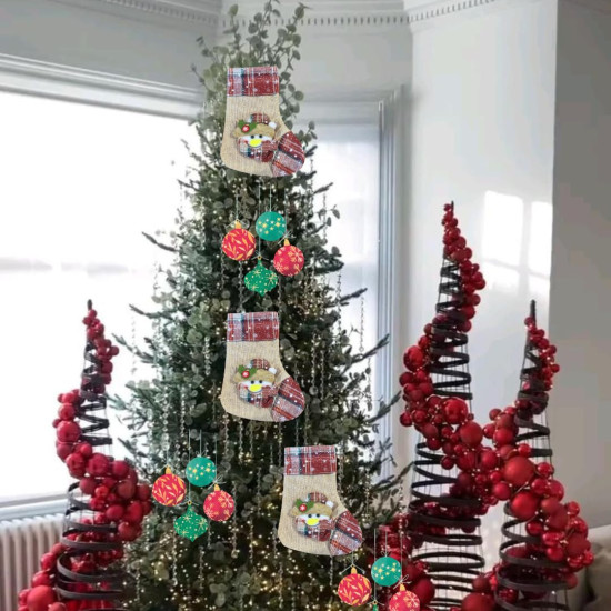 Wanna Party Christmas Stockings Decoration Christmas Hanging Socks Suitable for Christmas Tree Ornament Items Xmas Home Wall Decor- Set of 1