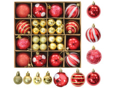 TIED RIBBONS Christmas Decoration Balls Set 44 Pcs (Multi, 7.6 cm & 3.5 cm) for Christmas Tree Decoration Hanging Ornaments Props Xmas - Christmas Tree Decoration Items for Home Office Church Décor
