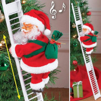 TIED RIBBONS Santa Claus on Ladder (Multi, 24 cm x 12 cm) Santa Climbing Ladder Doll Decoration Toy for Xmas Party Home Door Wall Decoration - Christmas Decorations for Home