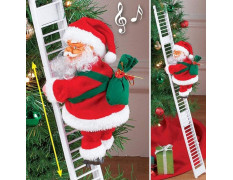 TIED RIBBONS Santa Claus on Ladder (Multi, 24 cm x 12 cm) Santa Climbing Ladder Doll Decoration Toy for Xmas Party Home Door Wall Decoration - Christmas Decorations for Home