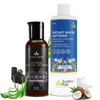 Avimee Herbal Instant Water Softener,400 ml | Makes Your Water Hair & Skin Friendly | Reduces Hair Fall & Skin Itching | Disables Hardness & Maintains pH Level | Kunwar Charcoal Facewash, 50 ml (Combo)