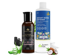 Avimee Herbal Instant Water Softener,400 ml | Makes Your Water Hair & Skin Friendly | Reduces Hair Fall & Skin Itching | Disables Hardness & Maintains pH Level | Kunwar Charcoal Facewash, 50 ml (Combo)