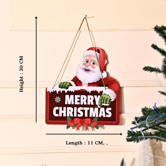 CraftVatika Christmas Decoration Items, Wooden Christmas Decoration Door Wall Hanging | Christmass Tree Decor Items | Xmas Party | Xmas Decor Wall Hanging Gift Items for Home Office Wall (Type 2)