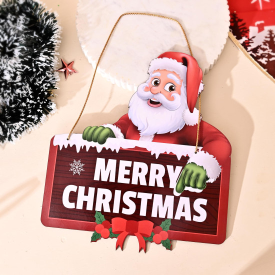 CraftVatika Christmas Decoration Items, Wooden Christmas Decoration Door Wall Hanging | Christmass Tree Decor Items | Xmas Party | Xmas Decor Wall Hanging Gift Items for Home Office Wall (Type 2)