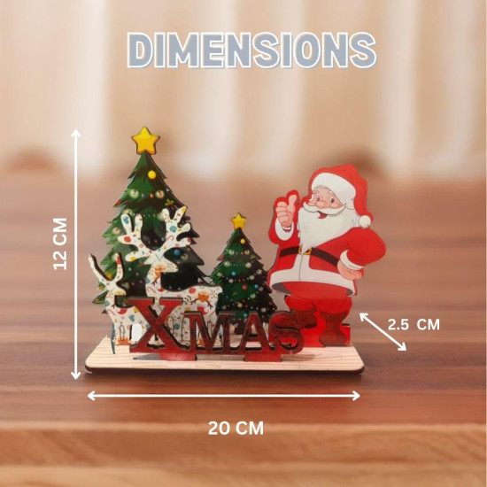CraftVatika Merry Christmas Decorations for Table Showpiece for Xmas Decoration for Home & Office, Table Decor, Christmas Decoration Items, Xmas Ornaments Gifts MDF Wooden Tabletop Home Decor Items