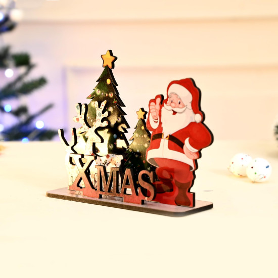 CraftVatika Merry Christmas Decorations for Table Showpiece for Xmas Decoration for Home & Office, Table Decor, Christmas Decoration Items, Xmas Ornaments Gifts MDF Wooden Tabletop Home Decor Items