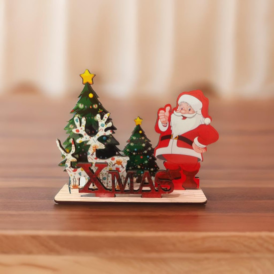 CraftVatika Merry Christmas Decorations for Table Showpiece for Xmas Decoration for Home & Office, Table Decor, Christmas Decoration Items, Xmas Ornaments Gifts MDF Wooden Tabletop Home Decor Items