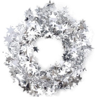 TIED RIBBONS 32 feet Silver Star Tinsel Garland with Wire Sparkly Stars Christmas for Tree Door Dining Home Table Wall Hanging Item Ornament - Christmas Decorations for Home - (Silver, 32 feet)