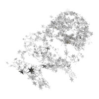 TIED RIBBONS 32 feet Silver Star Tinsel Garland with Wire Sparkly Stars Christmas for Tree Door Dining Home Table Wall Hanging Item Ornament - Christmas Decorations for Home - (Silver, 32 feet)