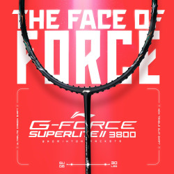 Li-Ning G-Force 3800 II Superlite Strung Badminton Racket with Full Cover | 5U | Maximum Tension ≤ 30 Lbs (Black)