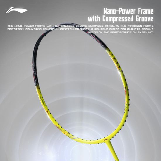 Li-Ning Li-Ning G-Force 3800 II Superlite Unstrung Badminton Racket with Full Cover | 5U | Maximum Tension ≤ 30 Lbs (Lime/Black)