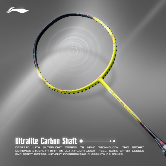 Li-Ning Li-Ning G-Force 3800 II Superlite Unstrung Badminton Racket with Full Cover | 5U | Maximum Tension ≤ 30 Lbs (Lime/Black)
