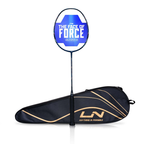 Li-Ning Li-Ning G-Force 3800 II Superlite Unstrung Badminton Racket with Full Cover | 5U | Maximum Tension ≤ 30 Lbs (Navy/Grey)