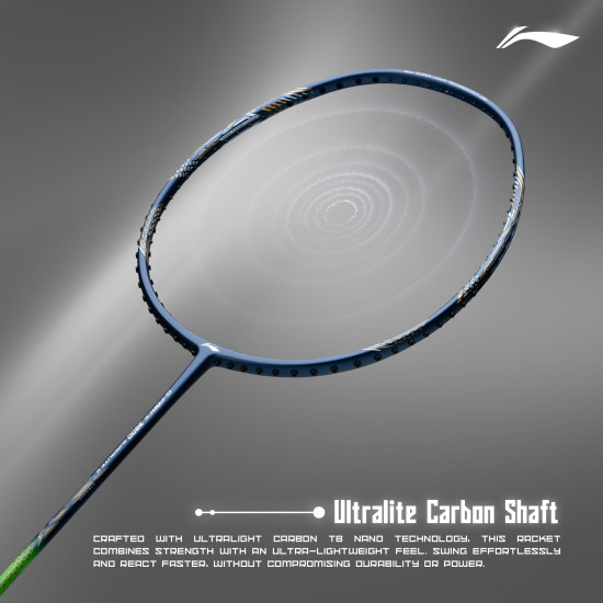 Li-Ning Li-Ning G-Force 3800 II Superlite Unstrung Badminton Racket with Full Cover | 5U | Maximum Tension ≤ 30 Lbs (Navy/Neon Green)