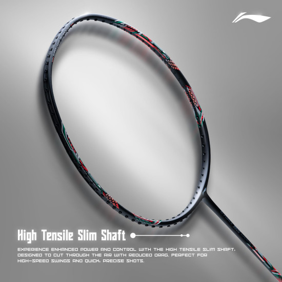 Li-Ning Li-Ning G-Force 3800 II Superlite Strung Badminton Racket with Full Cover | 5U | Maximum Tension ≤ 30 Lbs (Dark Grey/Red)