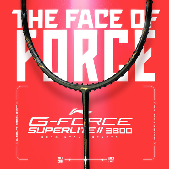 Li-Ning Li-Ning G-Force 3800 II Superlite Unstrung Badminton Racket with Full Cover | 5U | Maximum Tension ≤ 30 Lbs (Olive Green/Black)