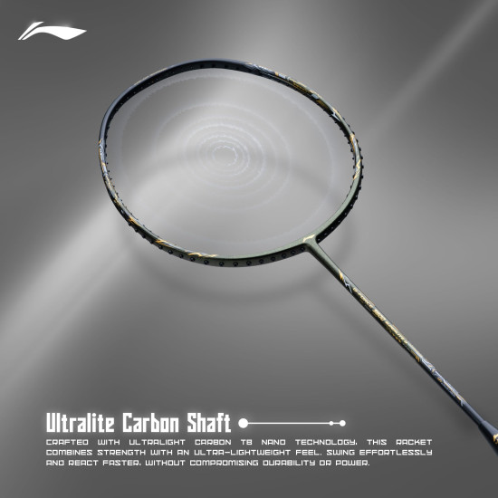Li-Ning Li-Ning G-Force 3800 II Superlite Unstrung Badminton Racket with Full Cover | 5U | Maximum Tension ≤ 30 Lbs (Olive Green/Black)