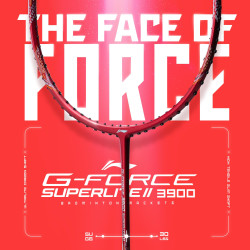 Li-Ning Li-Ning G-Force 3800 II Superlite Strung Badminton Racket with Full Cover | 5U | Maximum Tension ≤ 30 Lbs (DK Red/Navy)