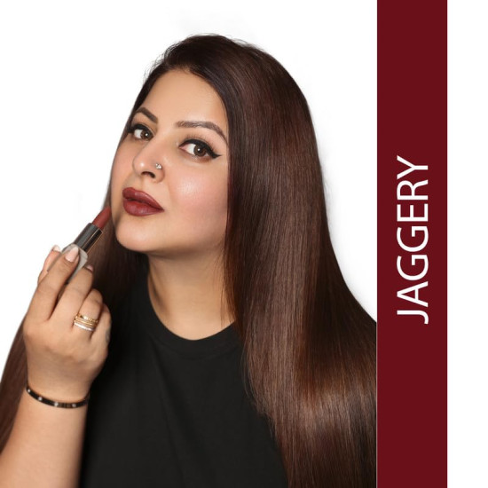 Love Earth Satin Matte Lipstick - Jaggery | Lightweight | Long-Lasting Wear,Lips Moisturised | Satin Creamy-Matte Finish |3.5G