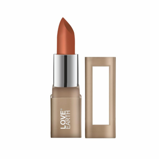 Love Earth Satin Matte Lipstick - Caramel | Lightweight | Long-Lasting Wear,Lips Moisturised | Satin Creamy-Matte Finish |3.5G