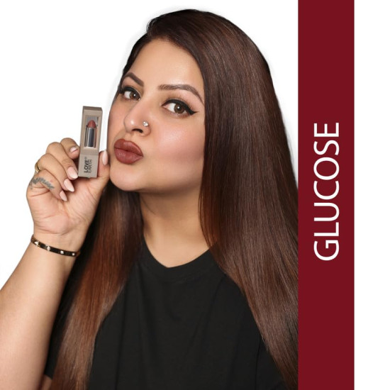 Love Earth Satin Matte Lipstick - Glucose | Lightweight | Long-Lasting Wear,Lips Moisturised | Satin Creamy-Matte Finish |3.5G