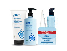 Plum Coconut Milk & Peptides Shampoo 250ml & Conditioner 175g Combo for Dry & Frizzy Hair | 22X Softer, Hydrated, & Smooth Hair | SLS & Paraben Free, pH Balanced Shampoo & Conditioner for Women & Men