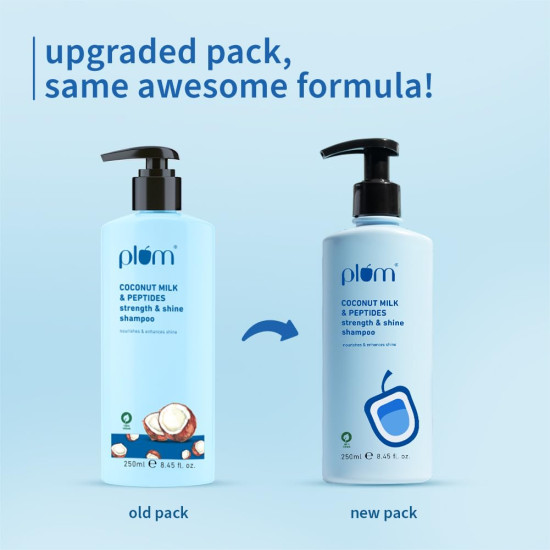 Plum Coconut Milk & Peptides Shampoo 250ml & Conditioner 175g Combo for Dry & Frizzy Hair | 22X Softer, Hydrated, & Smooth Hair | SLS & Paraben Free, pH Balanced Shampoo & Conditioner for Women & Men